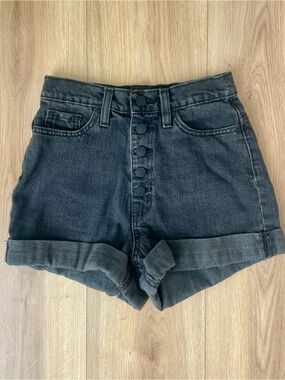 BDG Mom High-Rise Black Button-Front Denim Shorts